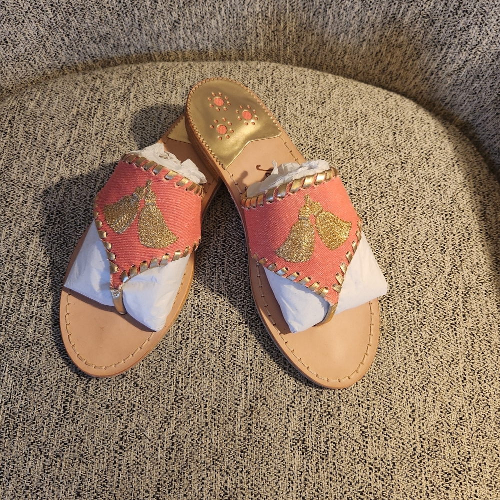 Women's JACK ROGERS Pink and Gold Sandals